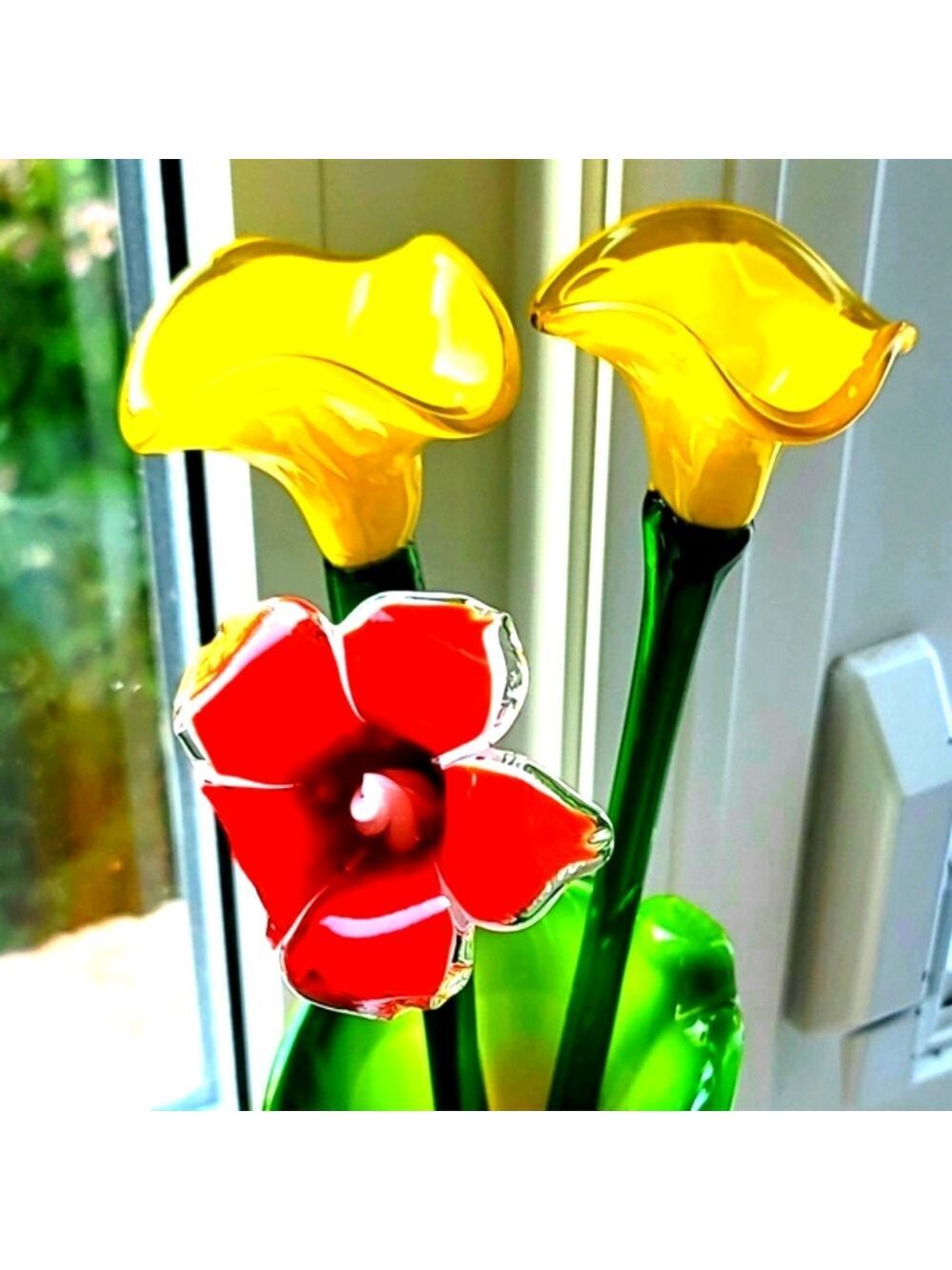 Glass Vase with 3 Flower Stems